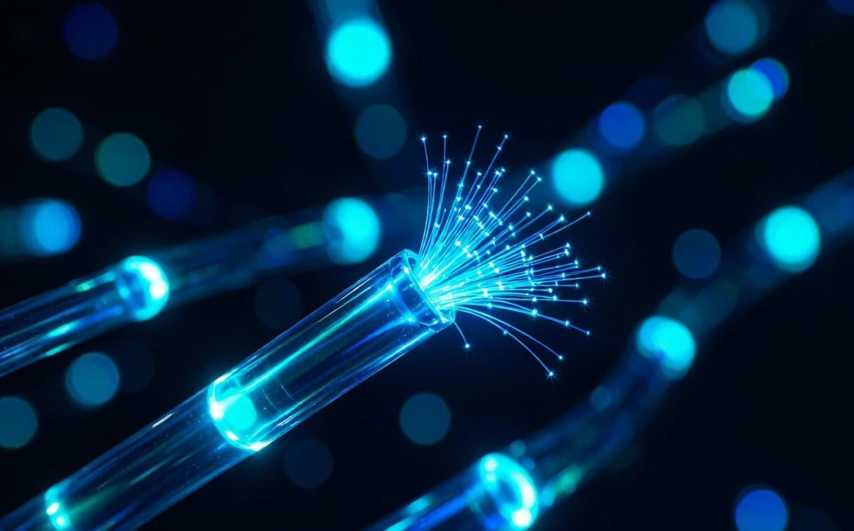 Fiber optic cable carrying data in an optical communication network