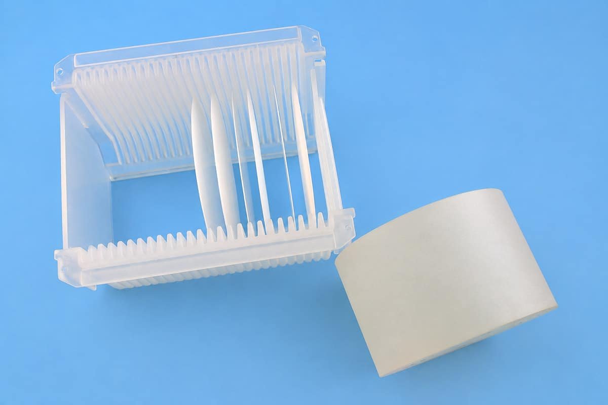 SAW grade LiTaO3 wafer in cassette carrier